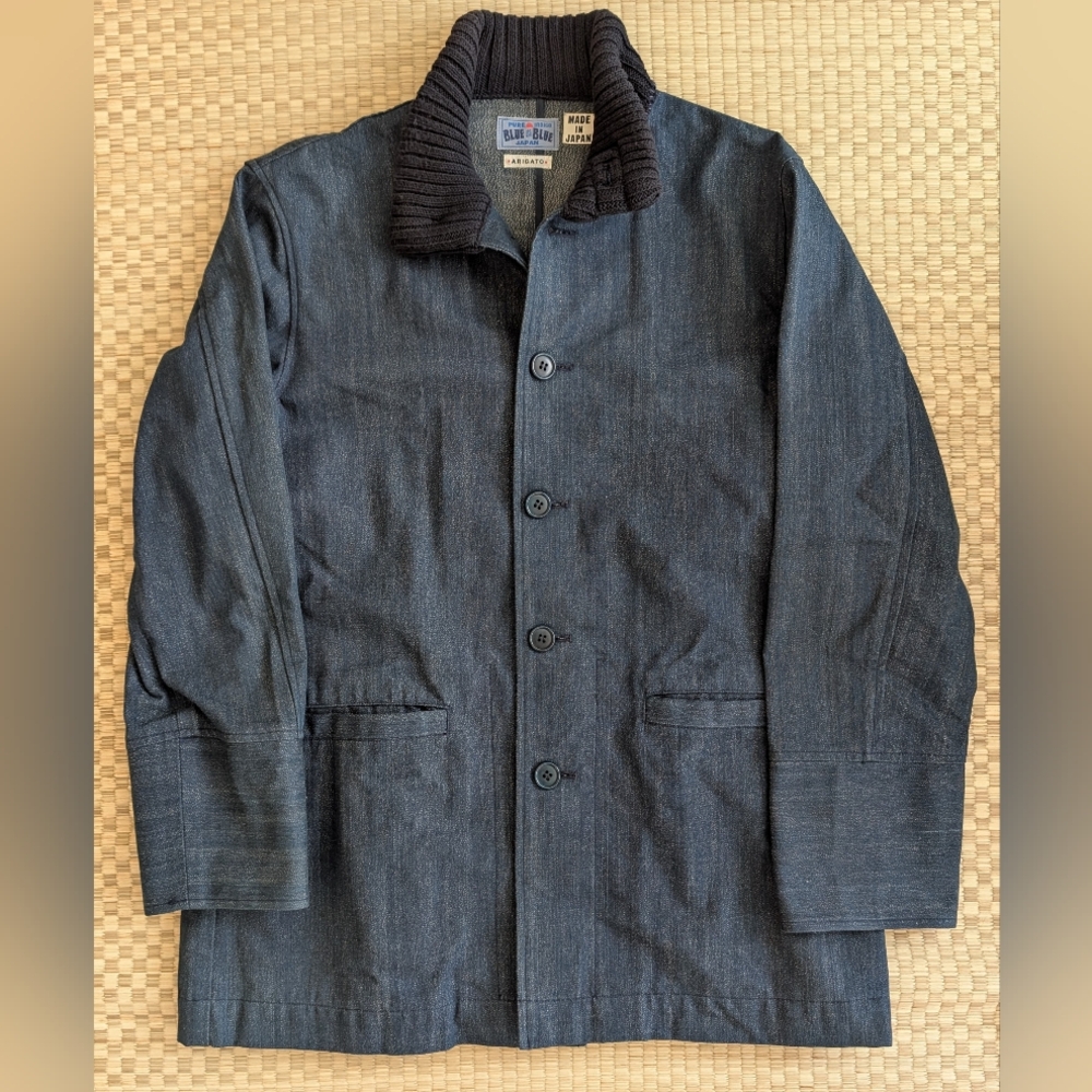 RARE Blue Blue Japan Ribbed Collar Coverall Jacket Men's Size 1 Made in Japan